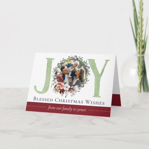 Southern Floral Cotton Christmas Joy Holiday Photo Card