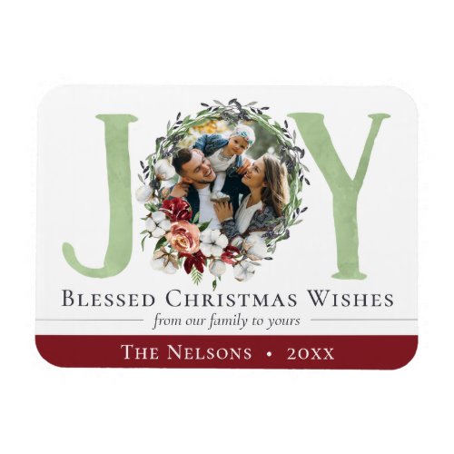 Southern Floral Cotton Christmas Joy Holiday Photo Magnet