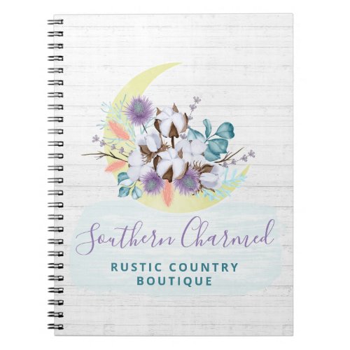 Southern Floral Cotton Moon  Rustic Wood Country Notebook