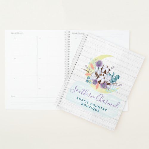 Southern Floral Cotton Moon  Rustic Wood Country Planner