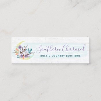 Southern Floral Cotton Moon & Wood Social Media Mini Business Card by CyanSkyDesign at Zazzle