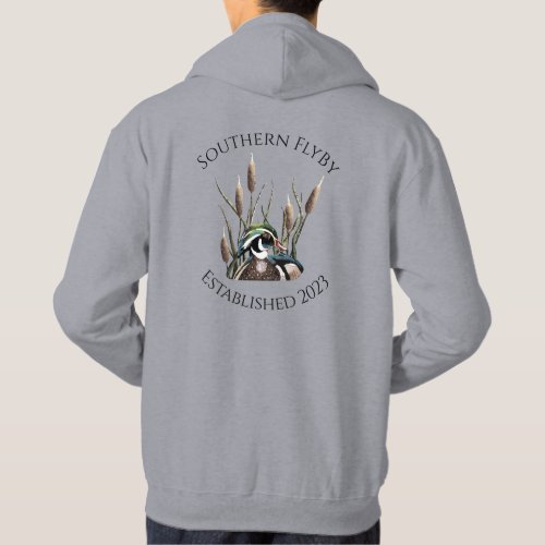 Southern FlyBy Wood Duck with Cattails Mens Hoodie