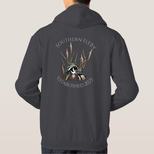 Southern FlyBy Wood Duck with Cattails Mens Hoodie