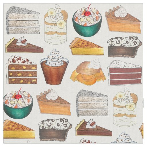 Southern Food Desserts Ambrosia Hummingbird Cake Fabric