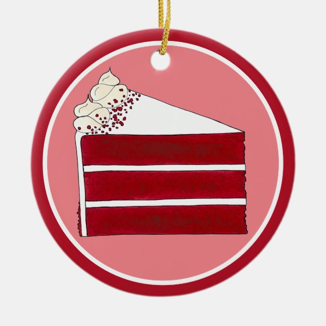 Southern Food Red Velvet Layer Cake Slice Bakery Ceramic Ornament (Front)