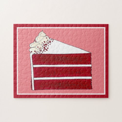 Southern Food Red Velvet Layer Cake Slice Bakery Jigsaw Puzzle