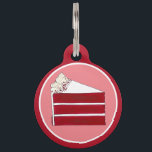 Southern Food Red Velvet Layer Cake Slice Bakery Pet ID Tag<br><div class="desc">Design features an original marker illustration of a slice of red velvet layer cake with cream cheese frosting. This rich, crimson-colored cake is made with buttermilk, butter, vinegar, flour, and cocoa powder, and is sometimes colored with beet juice. It originated in the United States and is a dessert popular in...</div>