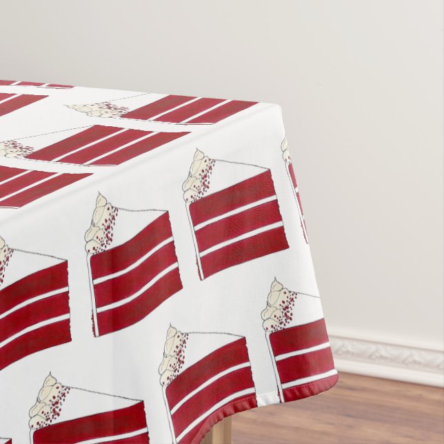 Southern Food Red Velvet Layer Cake Slice Bakery Tablecloth (In Situ)
