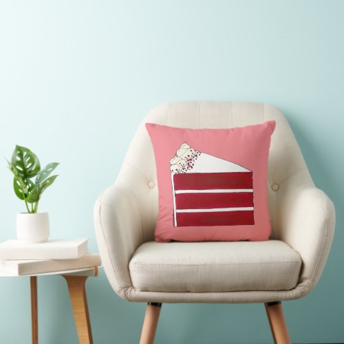 Southern Food Red Velvet Layer Cake Slice Bakery Throw Pillow