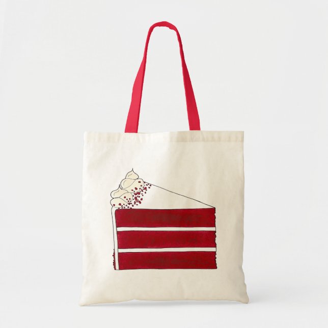 Southern Food Red Velvet Layer Cake Slice Bakery Tote Bag (Front)