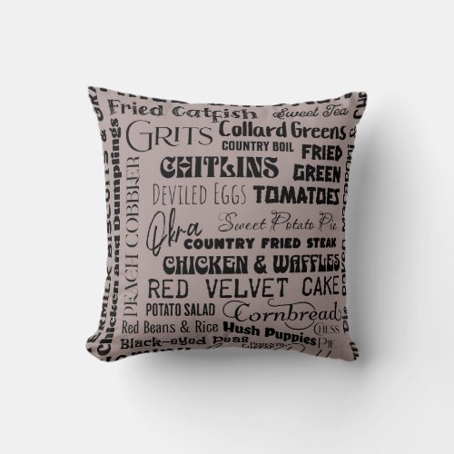 Southern Foods Throw Pillow