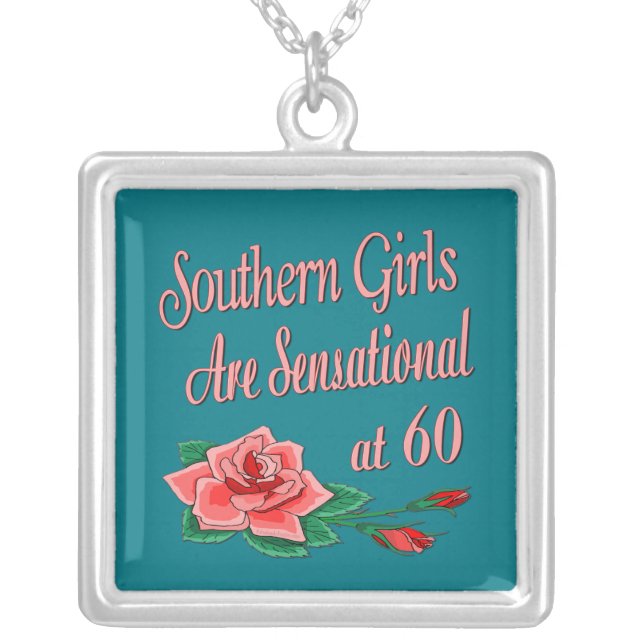 Southern Girl 60th Birthday Rose Collection Silver Plated Necklace (Front)