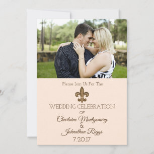 Southern Gold Fleur de Lis Photo Wedding Save The Date