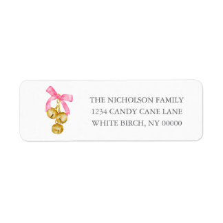 Southern Grandmillennial Pink Bow Christmas Bells Label