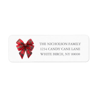 Southern Grandmillennial Red Plaid Bow Christmas Label