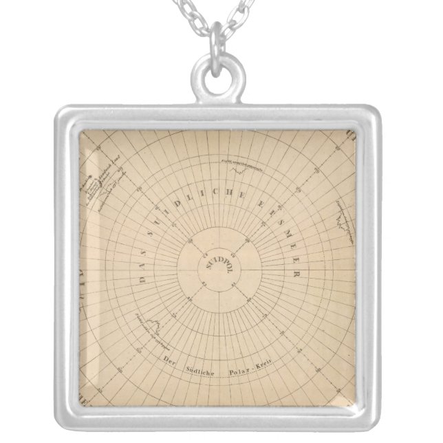 Southern Hemisphere, Antarctica Silver Plated Necklace (Front)