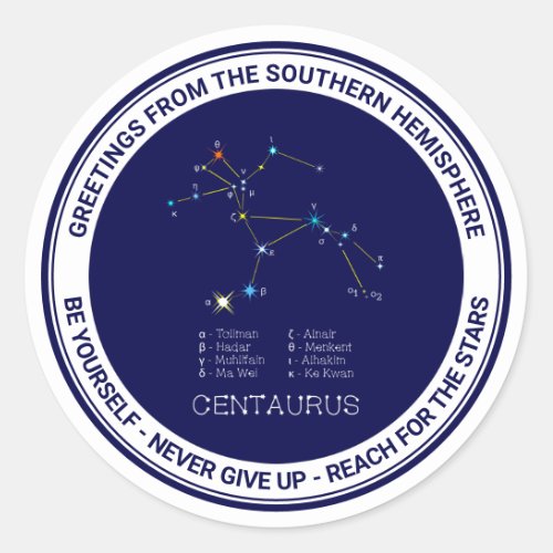 Southern Hemisphere Constellation Centaurus Classic Round Sticker