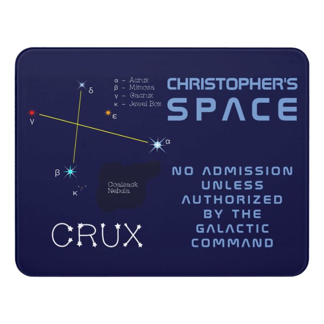 Southern Hemisphere Constellation Crux Door Sign (Contemporary Front)