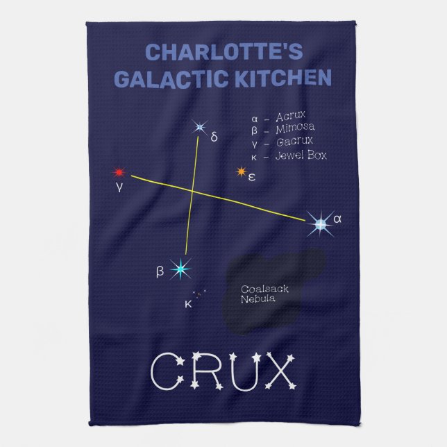 Southern Hemisphere Constellation Crux Kitchen Towel (Vertical)