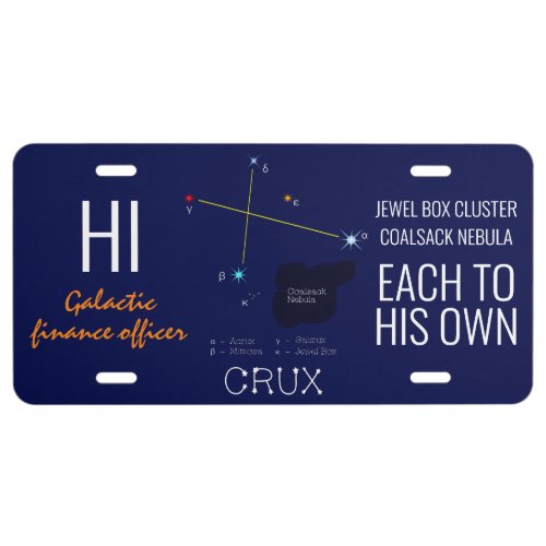 Southern Hemisphere Constellation Crux License Plate