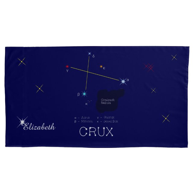 Southern Hemisphere Constellation Crux Pillow Case (Front)