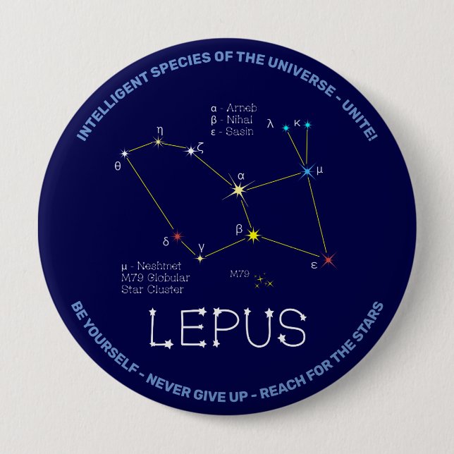 Southern Hemisphere Constellation Lepus Button (Front)