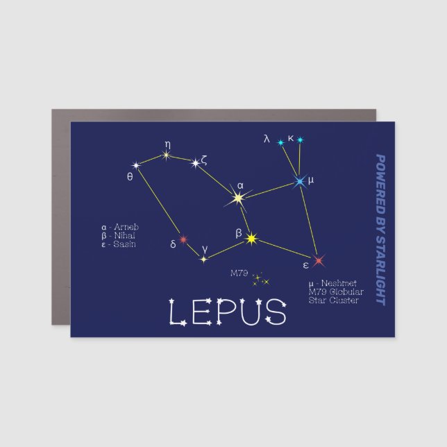 Southern Hemisphere Constellation Lepus Car Magnet (Front)