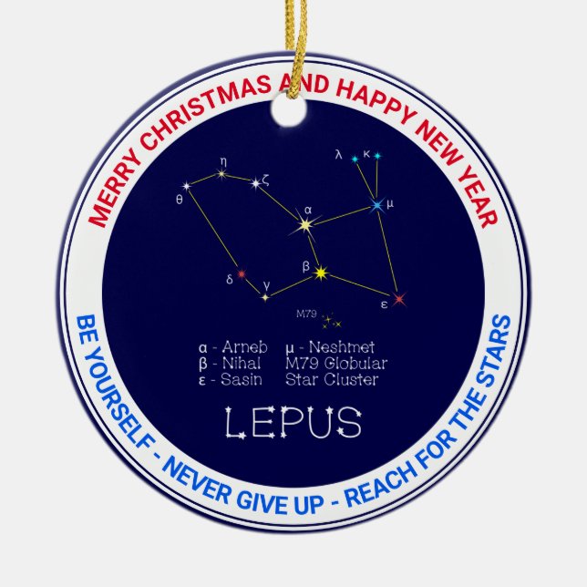 Southern Hemisphere Constellation Lepus Ceramic Ornament (Front)