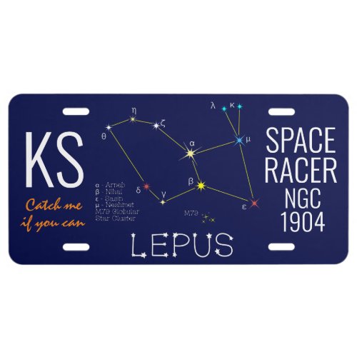 Southern Hemisphere Constellation Lepus License Plate