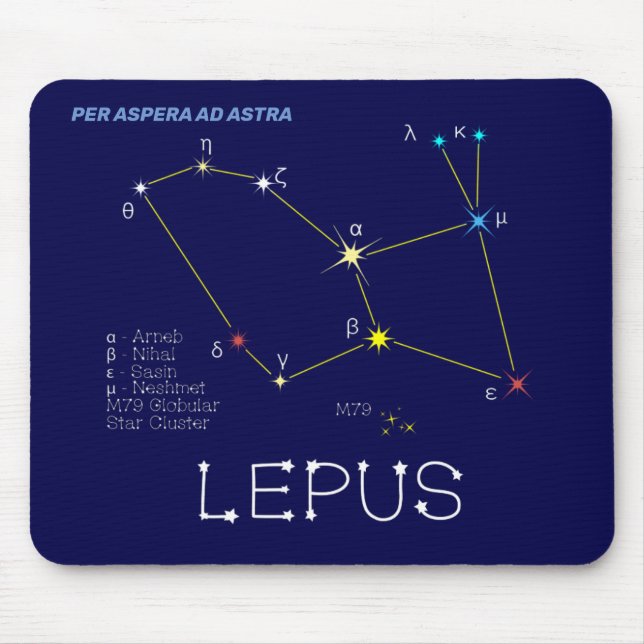 Southern Hemisphere Constellation Lepus Mouse Pad (Front)