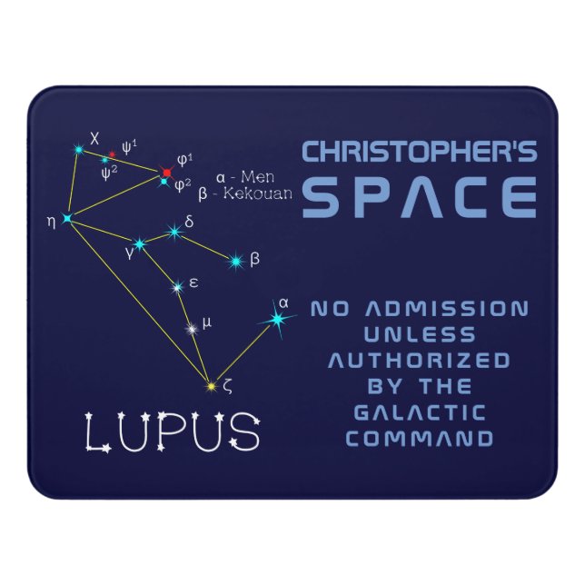 Southern Hemisphere Constellation Lupus Door Sign (Contemporary Front)