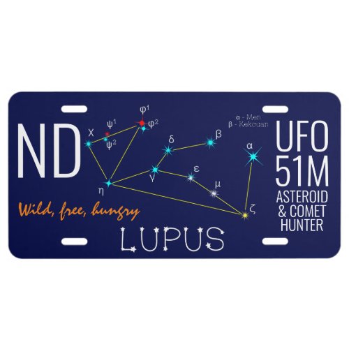 Southern Hemisphere Constellation Lupus License Plate