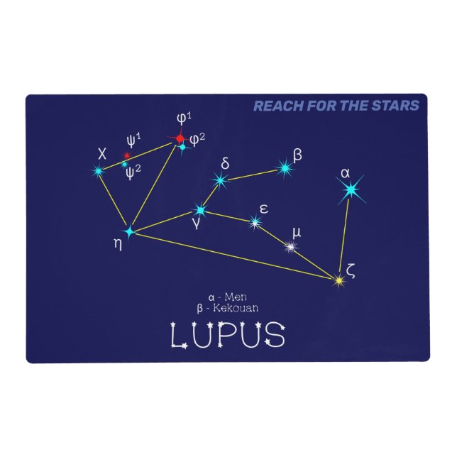 Southern Hemisphere Constellation Lupus Placemat (Front)