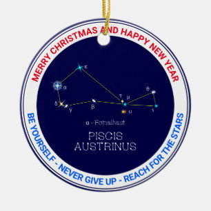 Southern Hemisphere Constellation Piscis Austrinus Ceramic Ornament