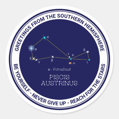 Southern Hemisphere Constellation Piscis Austrinus Classic Round Sticker
