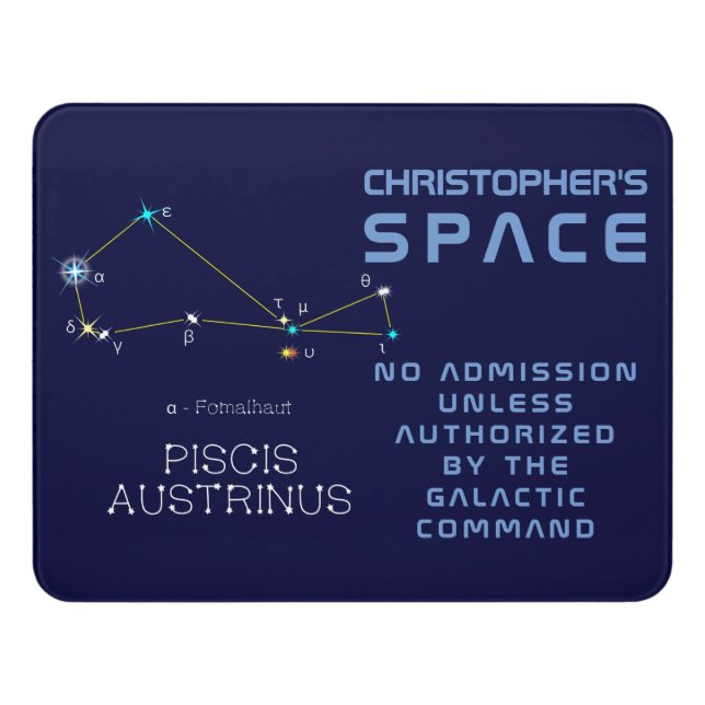 Southern Hemisphere Constellation Piscis Austrinus Door Sign (Contemporary Front)
