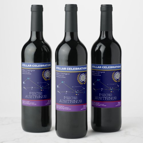 Southern Hemisphere Constellation Piscis Austrinus Wine Label