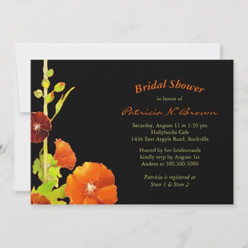 Southern Hollyhocks Fall Bridal Shower Invitations