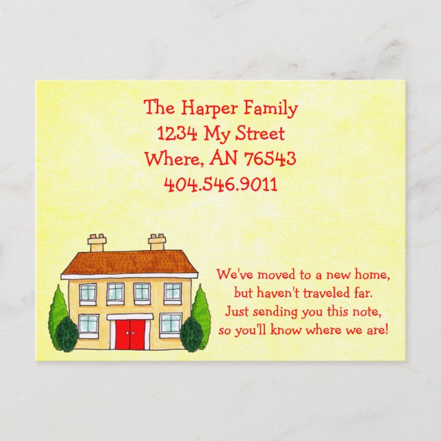 Southern Home Moving New Address Announcement Postcard (Front)