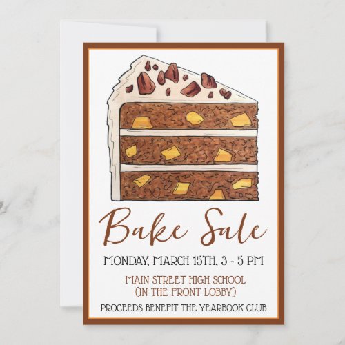 Southern Hummingbird Cake Slice Dessert Bake Sale Invitation