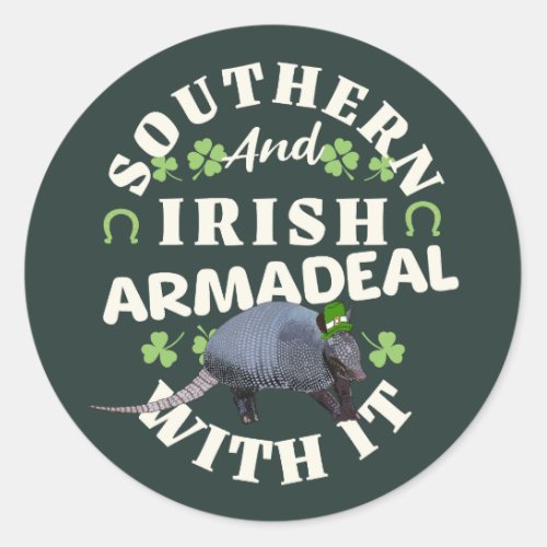 Southern Irish Armadillo Funny St Patricks Day Classic Round Sticker