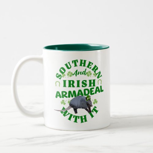 Southern Irish Armadillo Funny St Patricks Day Two_Tone Coffee Mug