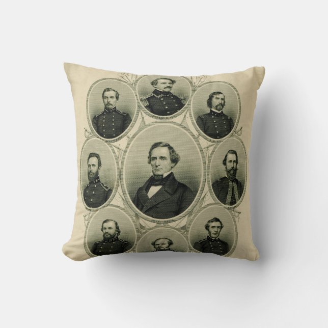 Southern Leaders of the Civil War Throw Pillow (Front)