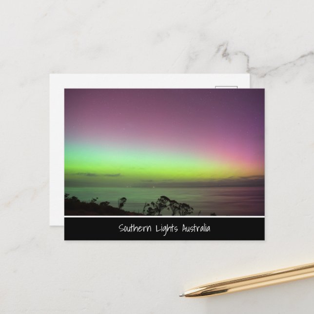 Southern Lights Australia - Night Sky Photo Postcard (Front/Back In Situ)