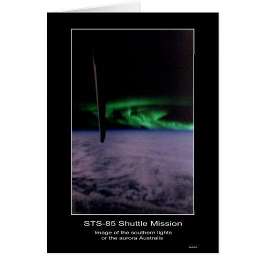 Southern lights the aurora Australis from NASA STS Cards (Front)
