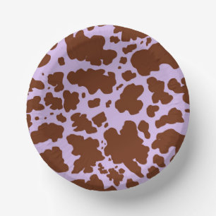 Southern Lilac Purple and Brown Cow Skin Print Paper Bowls