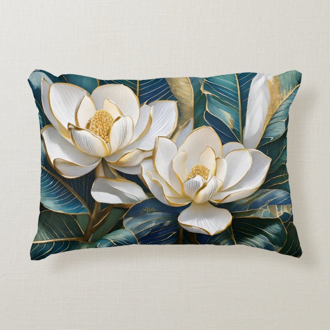 Southern Magnolia Art Accent Pillow (Front)
