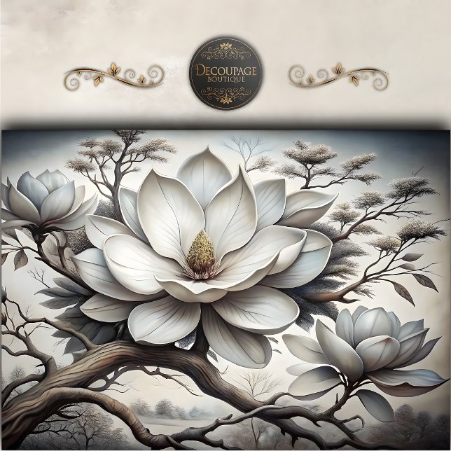 Southern Magnolia Bloom Decoupage Tissue Paper (Southern Magnolia Bloom Decoupage Tissue Paper)