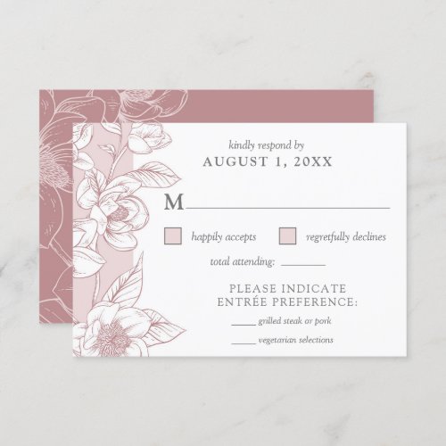 Southern Magnolia Blossom Blush Floral RSVP Card