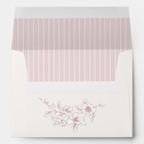 Southern Magnolia Blossom Blush Floral Wedding Envelope